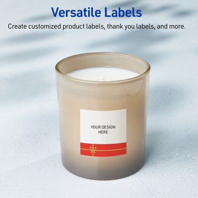 Avery Square Multipurpose Labels, 3" x 3", White, 60/Pack (19479370561)