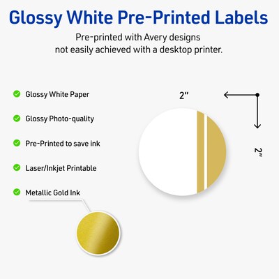 Avery Laser/Inkjet Circle Multipurpose Labels, 2 Dia., White, 120/Pack (S00-D21)