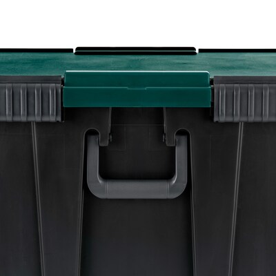 Remington Heavy-Duty Rolling 20 Gal. Storage Container with Latching Lid, Plastic, Black & Green, 2/Pack (500511)