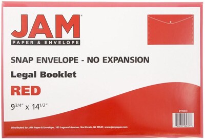 JAM Paper Premium Plastic Document File, Legal, Red, 3/Pack (219S0REX3)