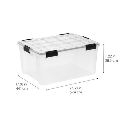 Iris WeatherPro 60 Quart Storage Bin with Latching Lid, Plastic, Clear, 4/Pack (500413)