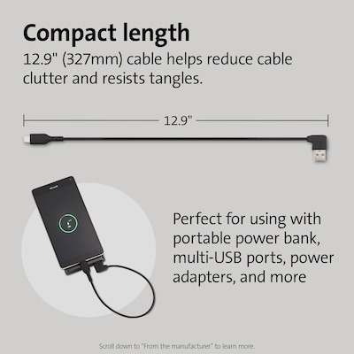 Kensington 12.9" Charge & Sync USB-C Cable, 5/Pack, Black (K65610WW)
