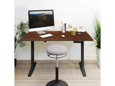 Mount-It! 55"W Electric Rectangular Adjustable Standing Desk, Brown/Black (MI-18114)