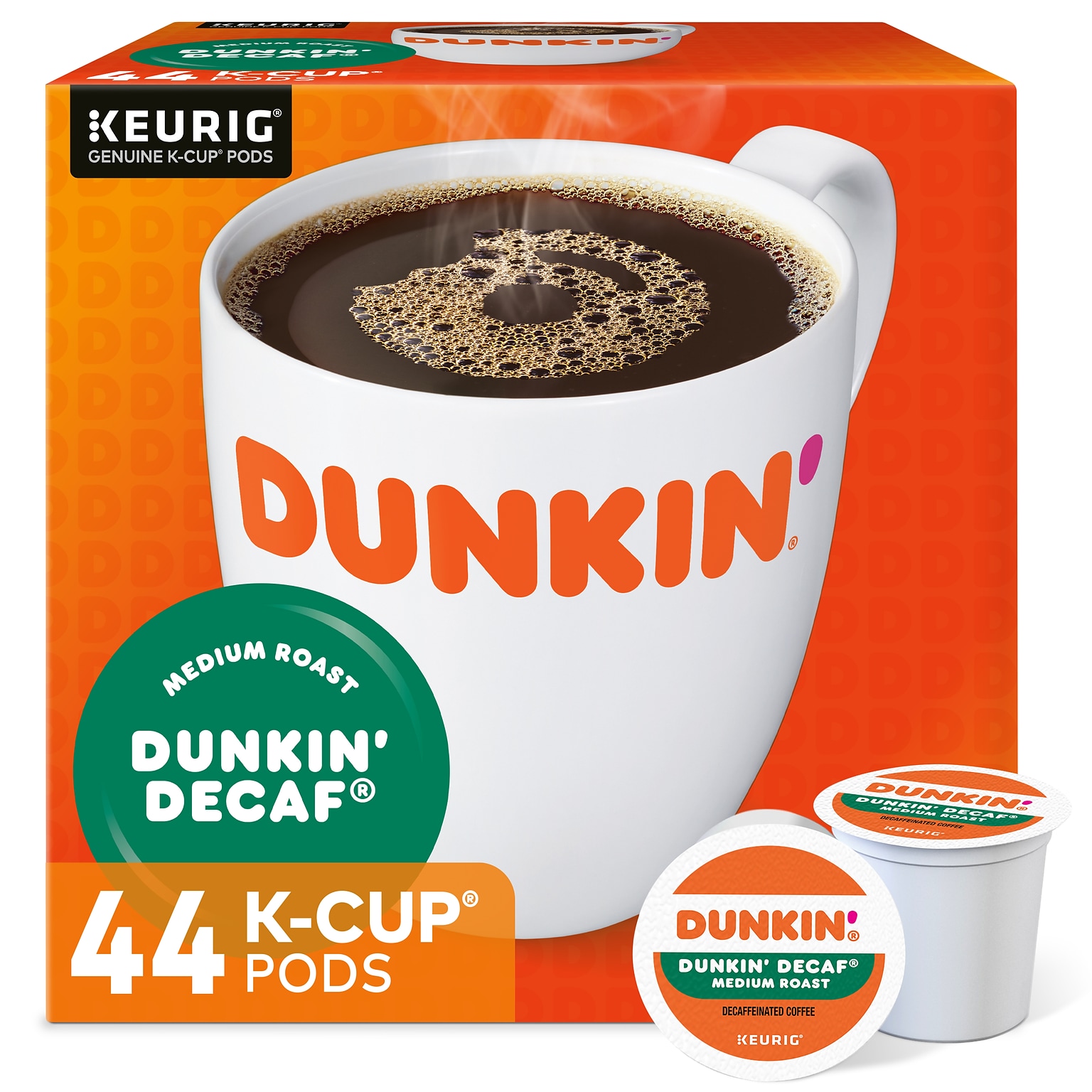 Dunkin Decaf Coffee Keurig® K-Cup® Pods, Medium Roast, 44/Box (373149)