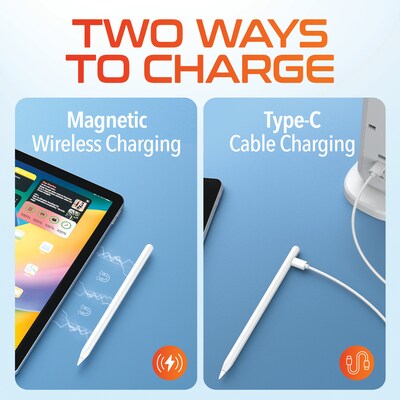 Delton AP7 Stylus Pen for iPad, Wireless Magnetic Charging, White (DAP7)