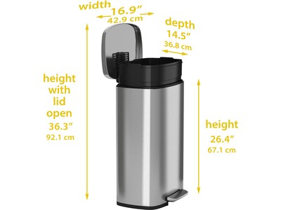 HLS Commercial Stainless Steel Trash Can with Hinged Lid, 13.2-Gallon, Silver (HLSS13RFR)