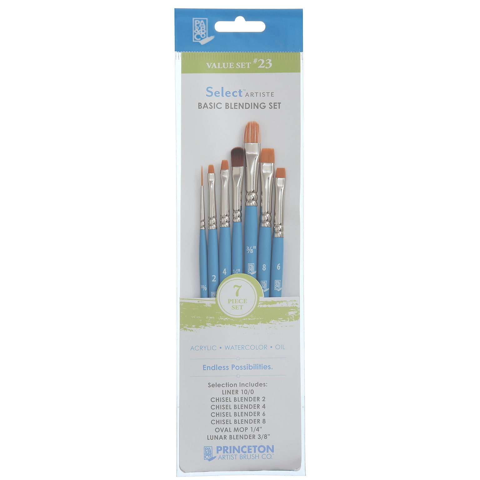 Princeton Select Artiste Mixed Media Synthetic Brush Set No. 23, 7/Pack (PBXP3750SET123)