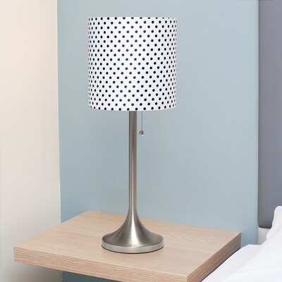 Creekwood Home Modern Glam 21.25" LED Table Lamp, Brushed Nickel/Polka Dot (CWT-1006-BD)