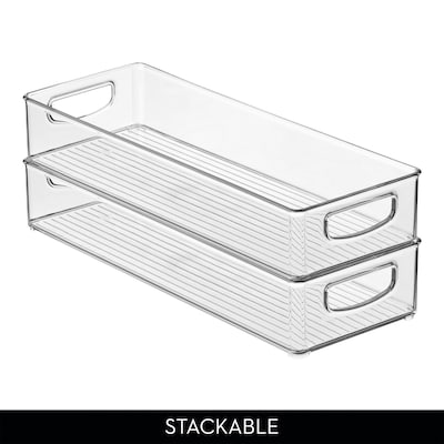 iDESIGN Large Stackable Plastic Storage Bin with Handles, Clear (64430)