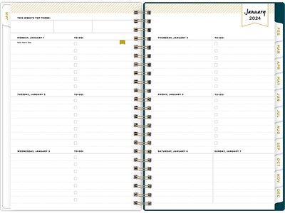 2024 Blue Sky Day Designer Graceful Ocean 5 x 8 Weekly & Monthly Planner, Blue/White (143907)