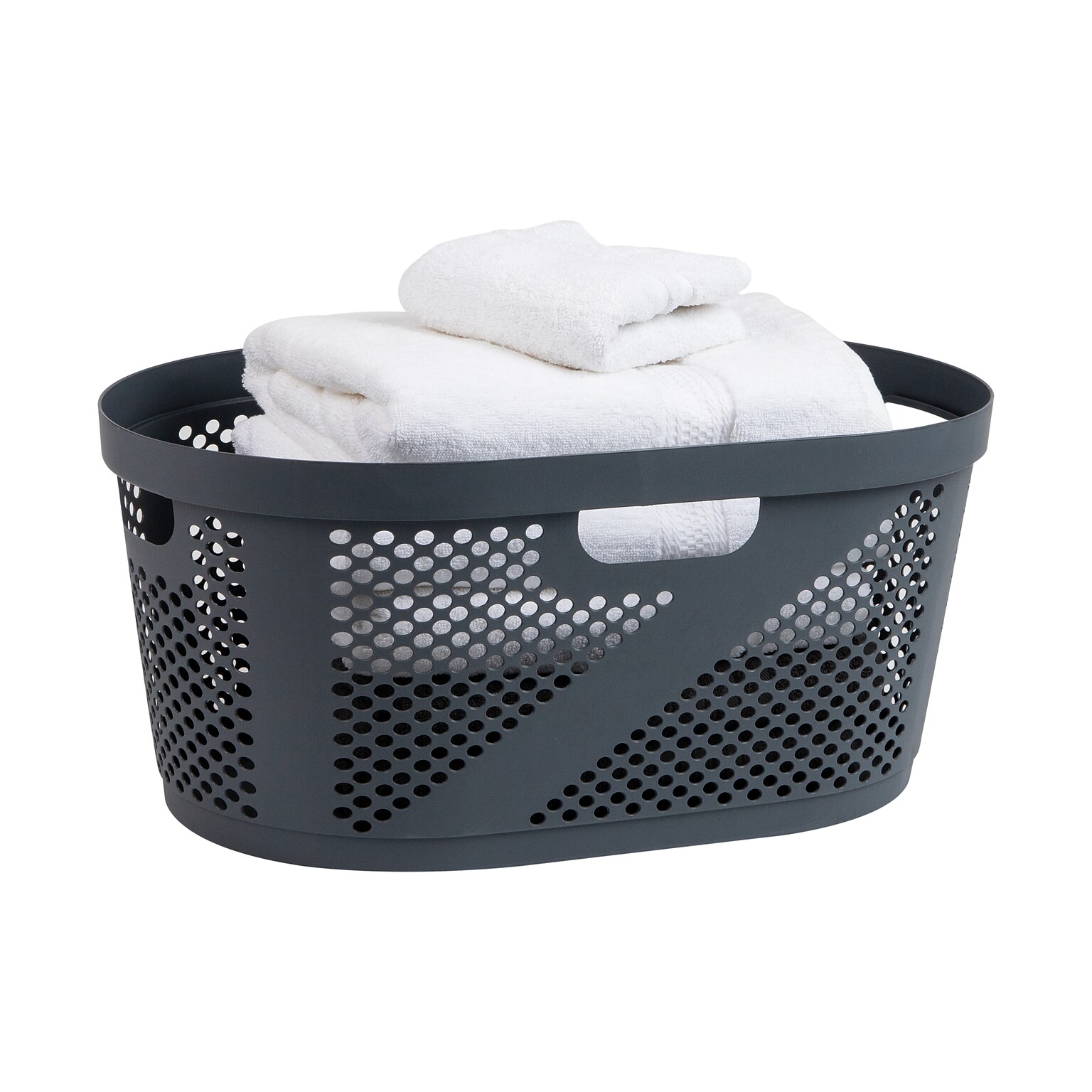 Mind Reader 10.57-Gallon Laundry Basket with Handles, Plastic, Gray (HHAMP40-GRY)