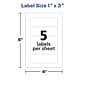 Avery Laser/Inkjet Multipurpose Labels, 1" x 3", White, 5 Labels/Sheet, 50 Sheets/Pack (5436)