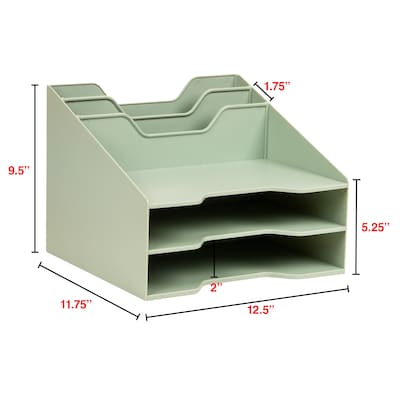 Staples 5-Compartment Plastic Desktop Organizer, Sage Green (ST63875)