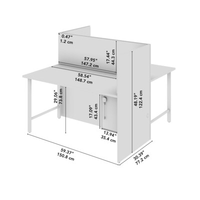 Bush Business Furniture Hustle 60"W 2 Person Back to Back Cubicle Panel Workstation, White/Natural Elm (HUS023WHNE)