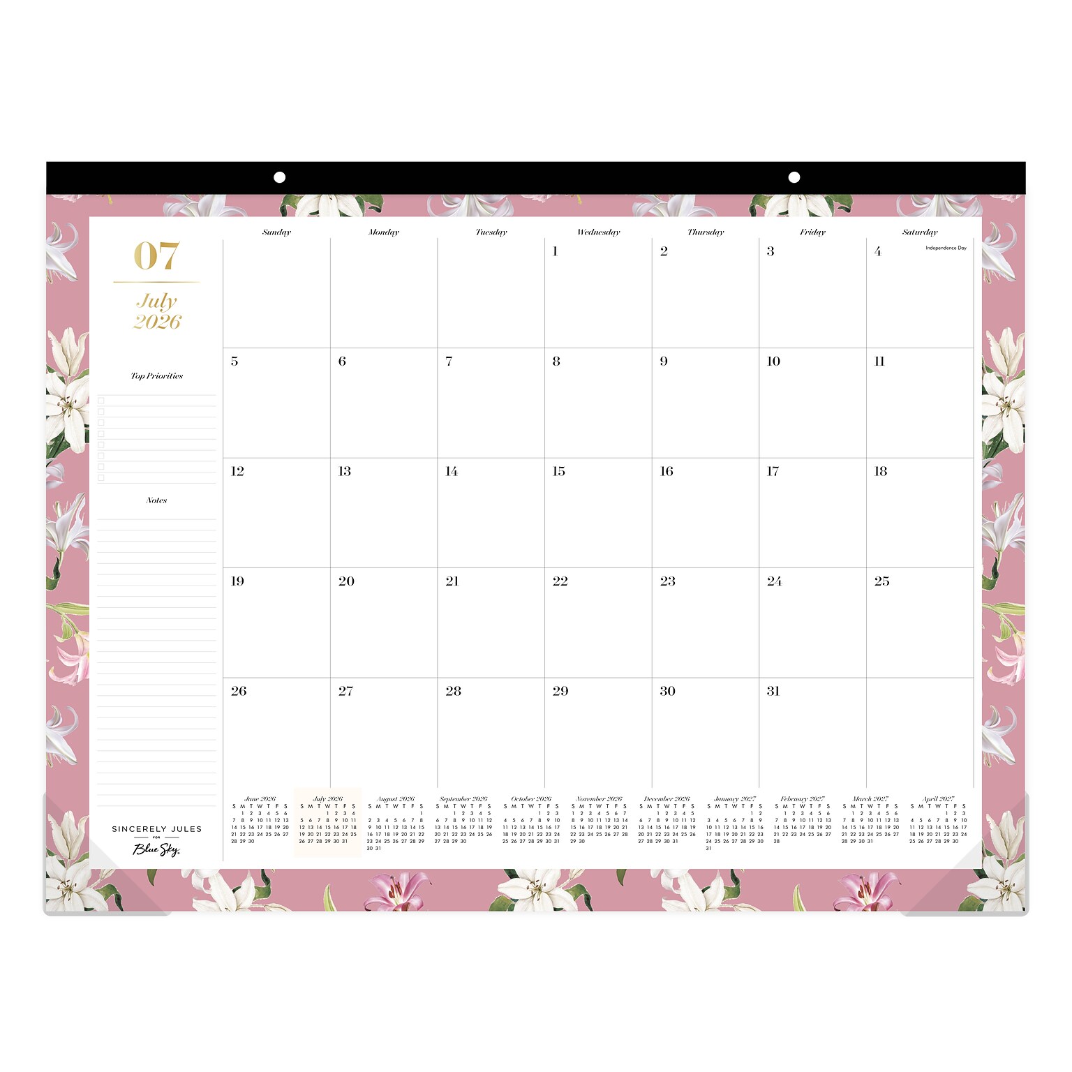 2026-2027 Blue Sky Lilliana Rose 17 x 22 Academic Monthly Wall Calendar, Assorted Colors (159112)