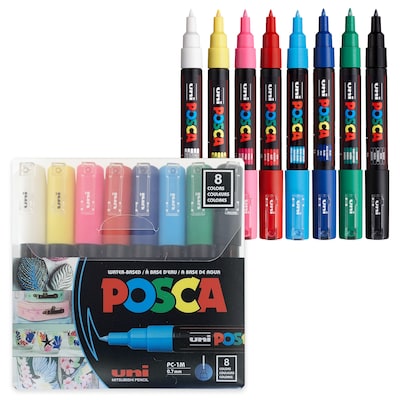 uni-ball Posca PC-1M Paint Markers, Fine Tip, Assorted Colors, 8/Pack (PC1M8C)