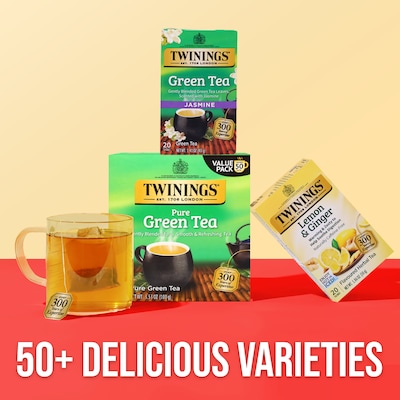 Twinings Pure Green Tea Bags, 3.53 oz, 50/Box (TNA82224)
