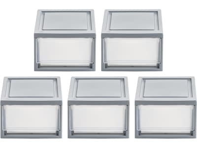 Iris Mini Storage Drawer, Gray/Translucent White, 5/Pack (500160)