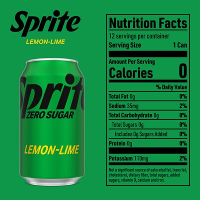 Sprite Zero Sugar Lemon-Lime Soda, 12 oz., 24 Cans/Carton (00049000037111)
