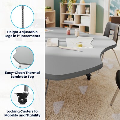 Flash Furniture Wren 60" Flower Activity Table, Height Adjustable, Gray Top/Silver Frame (XUA60FLRGTPC)