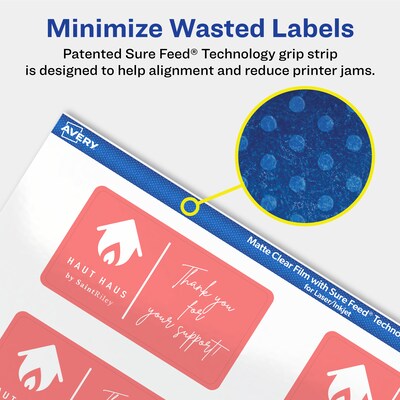 Avery Laser/Inkjet Multipurpose Rectangle Labels, 1.5" x 2.75", Clear, 250 Labels/Pack (94230)