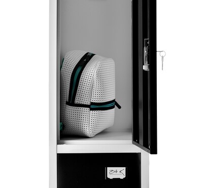 AdirOffice 72'' 3-Tier Key Lock Black Steel Storage Locker (629-203-BLK)