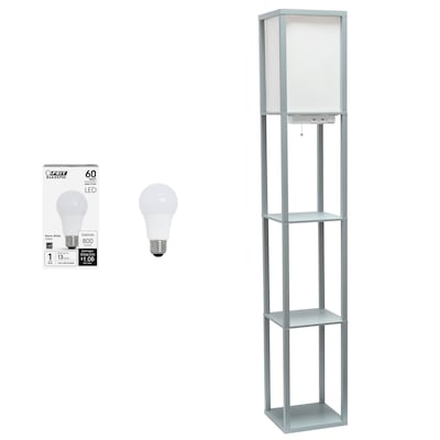 Creekwood Home Classix 62.5" Floor Lamp with Rectangular Shade, Gray (CWF-3009-GY-LB)