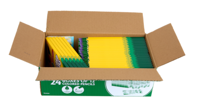 Crayola Colored Pencils Bulk Pack, Assorted Colors, 12/Pack, 24 Packs/Box (68-2133)