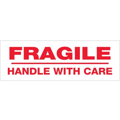 Tape Logic Fragile Handle With Care Security Tape, 2 x 55 yds., Red/White, 18/Carton(T901P0218PK)