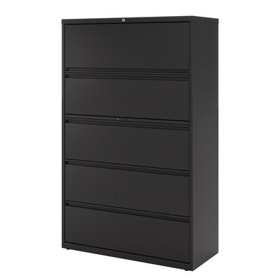 Quill Brand® HL8000 Commercial 5 File Drawers Lateral File Cabinet, Locking, Black, Letter/Legal, 42"W (21748D)