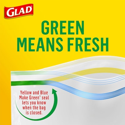 Glad Zipper Storage Bags, Quart, 25/Box (55052)