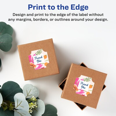 Avery Laser/Inkjet Decorative Edge Waterproof Multipurpose Labels, 1.625"  x 1.625", White, 500/Pack (94110)