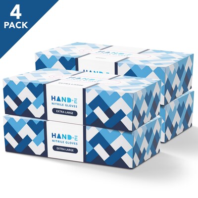 Hand-E Blue Nitrile Disposable Gloves, Latex-Free, Powder-Free, XL, 400 Count (HND-82724H-4A)