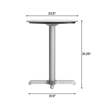 Flash Furniture Acadia 24" Round Wooden Dining Table with X-Base, White Faux Marble/Silver Base (STRD24WMAT2222S)