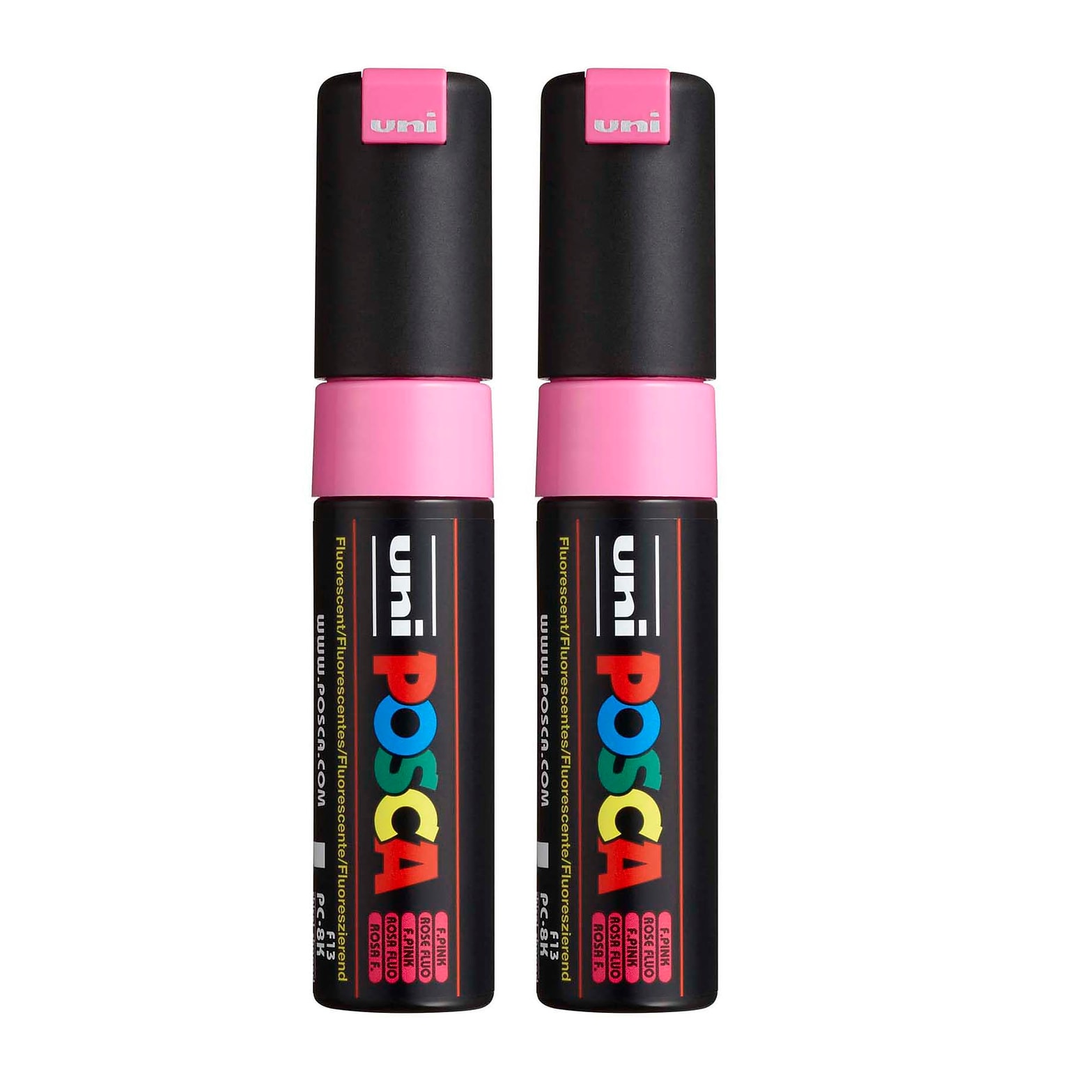 POSCA PC-8K Water Based Paint Marker, Broad Chisel Tip, Fluorescent Pink, 2/Pack (UBCPC8KFPINK-2)