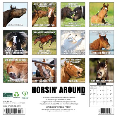 2026 Willow Creek Horsin’ Around 12 x 12 Monthly Wall Calendar (51511)