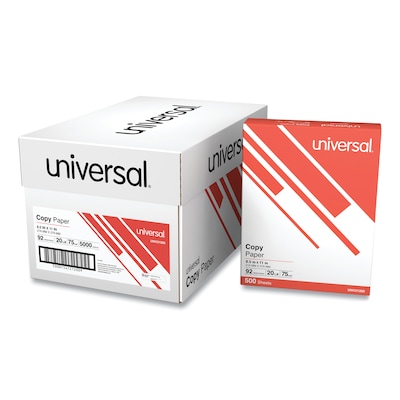 Universal 8.5 x 11 Copy Paper, 20 lbs., 92 Brightness, 500/Ream, 10 Reams/Carton (UNV21200)