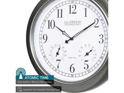 La Crosse Technology Atomic Analog Clock with Temperature and Humidity, 18Dia. (404-00237)