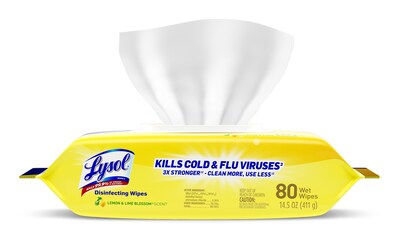 Lysol Disinfecting Wipes, Lemon & Lime Blossom 80 Wipes/Flat Pack, 6 Packs/Carton (1920099716)