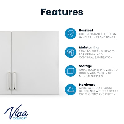 Viva Comfort 24"H x 36"W Wall Mounted Medical Cabinet, 2-Doors, Gray (ADI902-WALL36-G-MK)