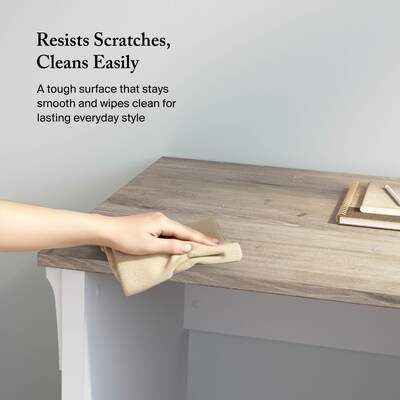 Bush Furniture Salinas 60" L-Shaped Desk, Shiplap Gray/Pure White (SAD160G2W-03)