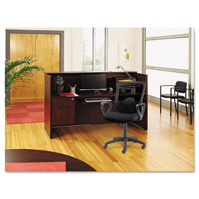 Alera® Valencia Series Reception Desk w/Counter, 71w x 35-1/2d x 44-3/4h, Mahogany