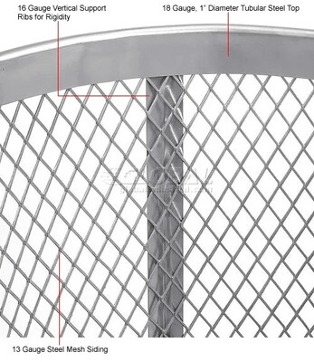 Global Industrial Outdoor Steel Mesh Corrosion-Resistant Trash Can, 48 Gallon, Silver (237633)