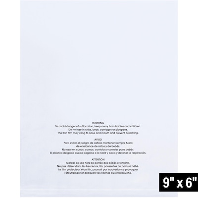 6 x 9 Layflat Poly Bag, 2 Mil, Clear, 1000/Carton (016100)