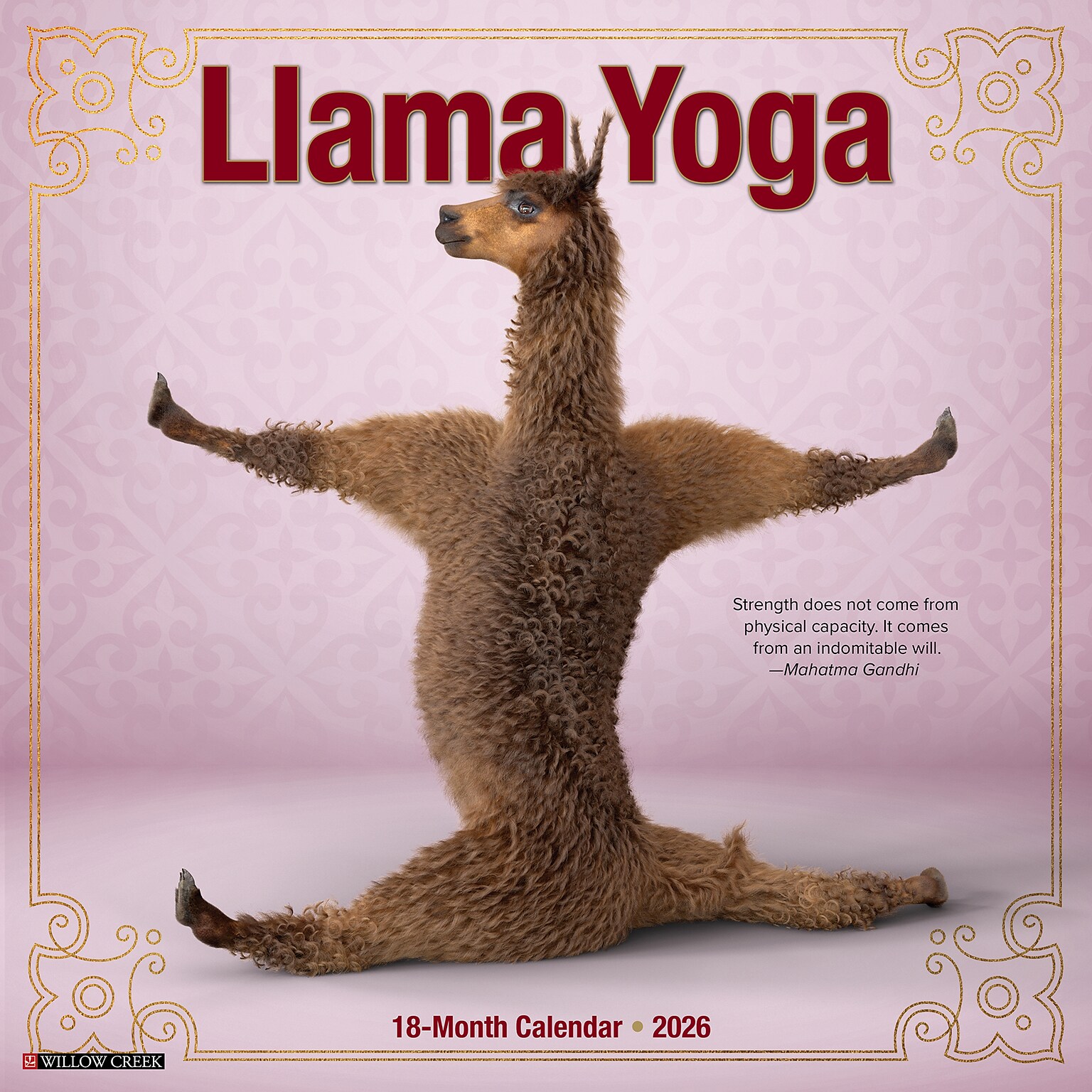 2026 Willow Creek Llama Yoga 12 x 12 Monthly Wall Calendar (55489)
