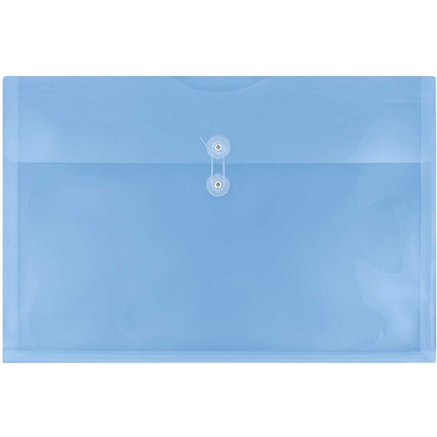 JAM Paper Premium Plastic Filing Envelope with Button & String Closure, 3 x 18, Blue, 3/Pack (457B1BUX3)