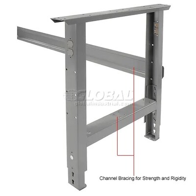 Global Industrial Height Adjustable Workbench, 72"W x 36"D, Steel Square Edge, Gray (183155)