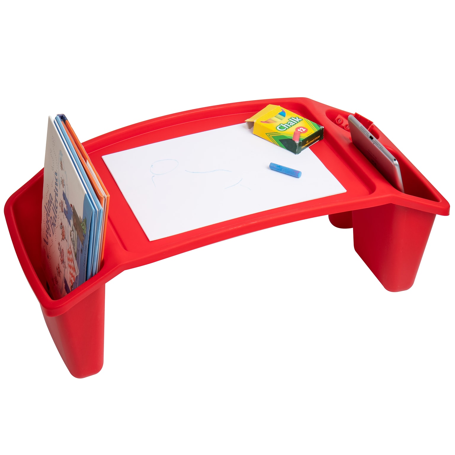 Mind Reader 10.75 x 22.25 Plastic Kids Lap Desk Activity Tray, Red (KIDLAP-RED)