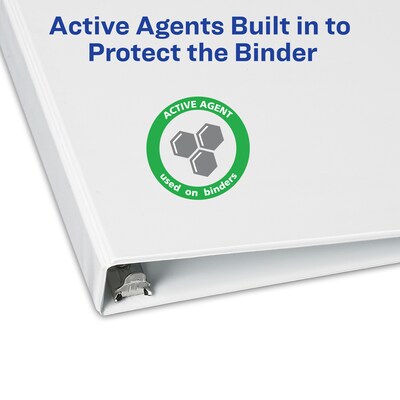 Avery TouchGuard Protection Heavy Duty 1" 3-Ring View Binders, Slant Ring, White (17141)