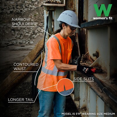 GloWear 8274 High Visibility Short Sleeve Women’s T-Shirt, ANSI Type R Class 2, Orange, Medium (22083)